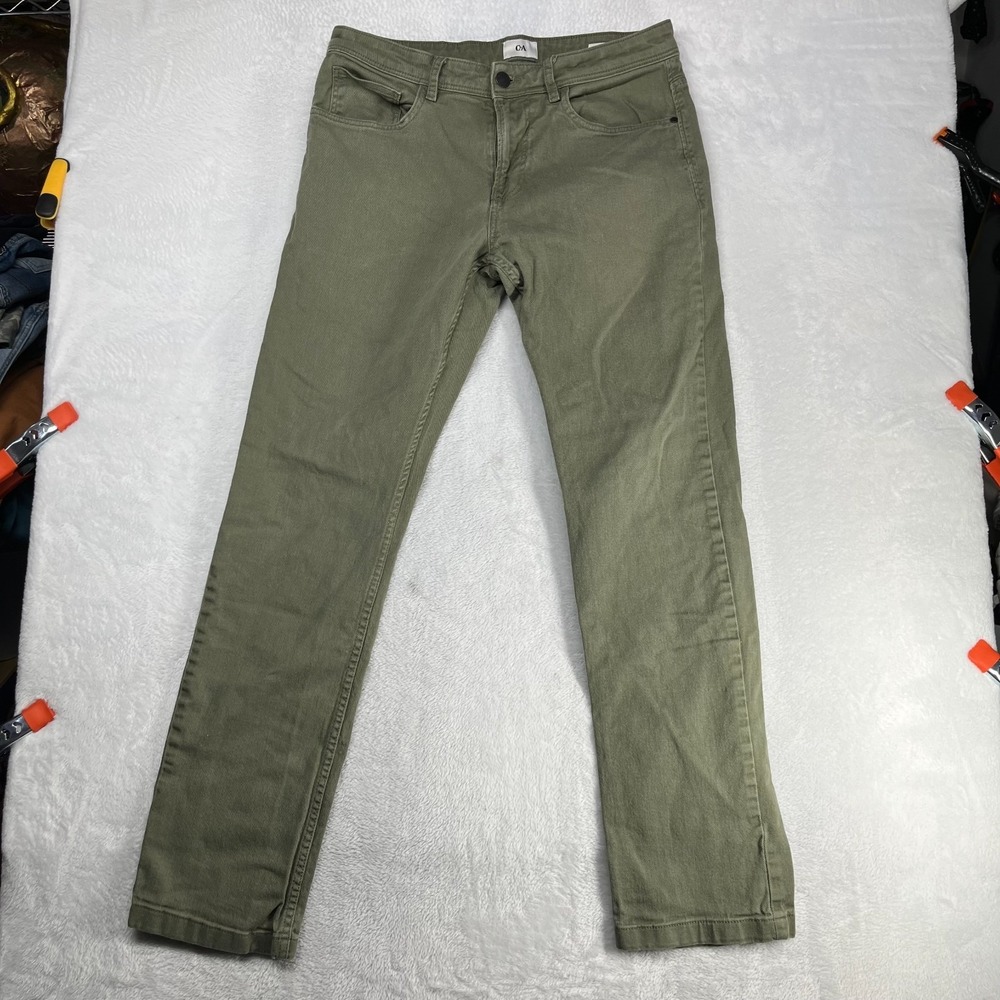 C&A Regular Jeans Men's Olive Green Denim Stretch Pockets‎ Zip Fly Y2K - 33X32